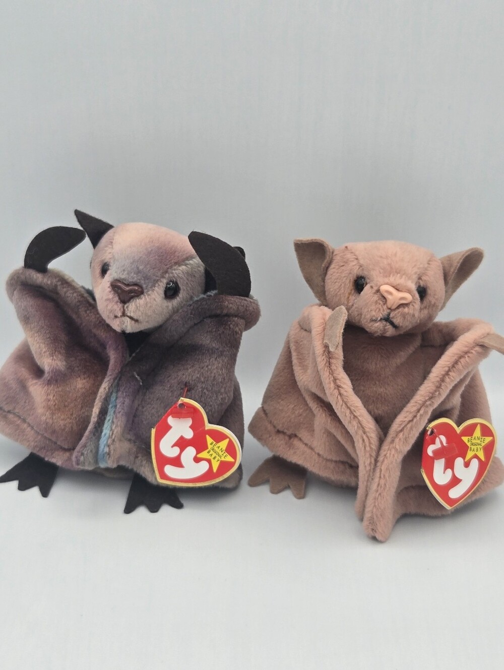Ty Beanie Baby BattyThe Bat Lot Of 2 Brown & Tye Dye